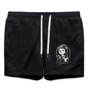 Fahrender Bär Mit Motorradhelm Und Jacke - Badeshorts - Schwarz - Vorne - AI Model Male 185 light (185cm)
