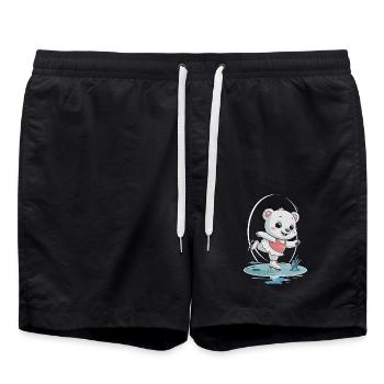 Niedlicher Eisbär Auf Schlittschuhen - Badeshorts - Schwarz - Vorne - AI Model Male 185 light (185cm)