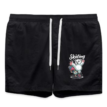 Cute Bear on Skateboard Skating - Swim Trunks - black - Front - AI Model Male 185 light (185cm)