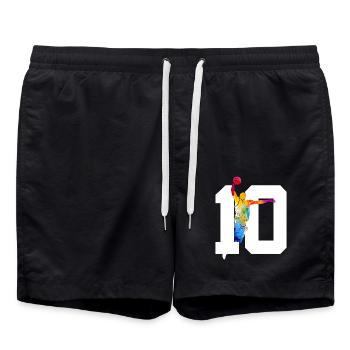 NUMBER 10 BASKETBALL 10TH BIRTHDAY - Swim Trunks - black - Front - AI Model Male 185 light (185cm)