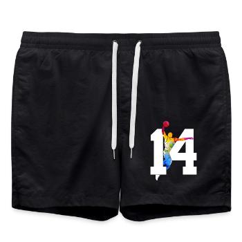 NUMÉRO 14 : 14E ANNIVERSAIRE DE BASKET-BALL - Short de bain - noir - Devant - AI Model Male 185 light (185cm)