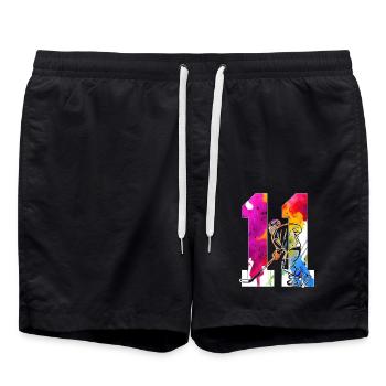 NUMBER 11 HOCKEY 11TH BIRTHDAY - Swim Trunks - black - Front - AI Model Male 185 light (185cm)