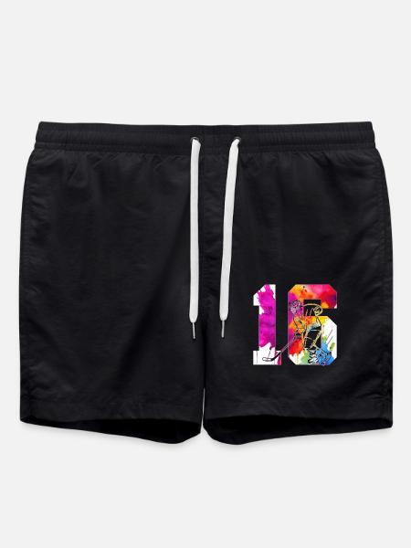 NUMMER 16 EISHOCKEY 16. GEBURTSTAG - Badeshorts - Schwarz
