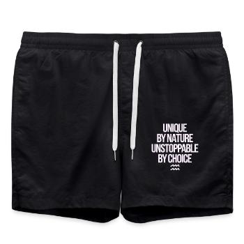 Einzigartig Von Natur Aus Unaufhaltsam Wassermann - Badeshorts - Schwarz - Vorne - AI Model Male 185 light (185cm)