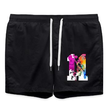 11TH BIRTHDAY BASKETBALL NUMBER 11 - Swim Trunks - black - Front - AI Model Male 185 light (185cm)