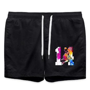 14E ANNIVERSAIRE BASKET-BALL NUMÉRO 14 - Short de bain - noir - Devant - AI Model Male 185 light (185cm)