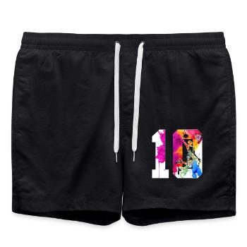 10TH BIRTHDAY BASKETBALL NUMBER 10 - Swim Trunks - black - Front - AI Model Male 185 light (185cm)