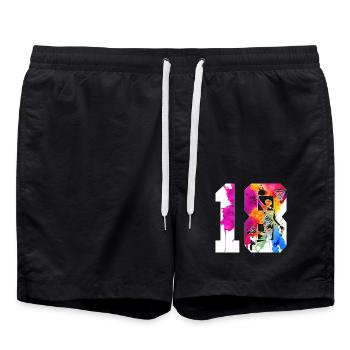 18E ANNIVERSAIRE BASKET-BALL NUMÉRO 18 - Short de bain - noir - Devant - AI Model Male 185 light (185cm)