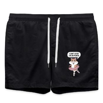 Cute hamster ballerina in ballet frenzy - Swim Trunks - black - Front - AI Model Male 185 light (185cm)