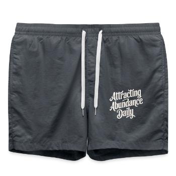 Tägliche Fülle Anziehen Manifestieren Zitat - Badeshorts - Anthrazit - Vorne - AI Model Male 185 light (185cm)