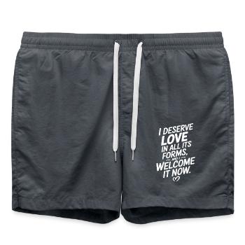 L’amour sous toutes ses formes Citation de bienvenue - Short de bain - charbon - Devant - AI Model Male 185 light (185cm)
