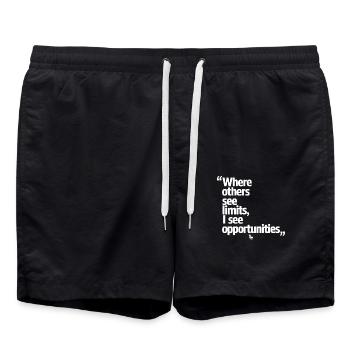 Aries Zodiac Sign: Where Others See Limits, See - Swim Trunks - black - Front - AI Model Male 185 light (185cm)