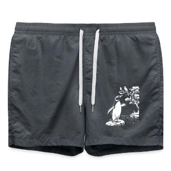 Bird watching penguin at the pond - Swim Trunks - anthracite - Front - AI Model Male 185 light (185cm)