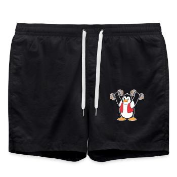 Pingouin avec haltères motif de fitness - Short de bain - noir - Devant - AI Model Male 185 light (185cm)