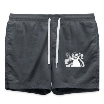 Pingouin joyeux avec un fouet à la main - Short de bain - charbon - Devant - AI Model Male 185 light (185cm)