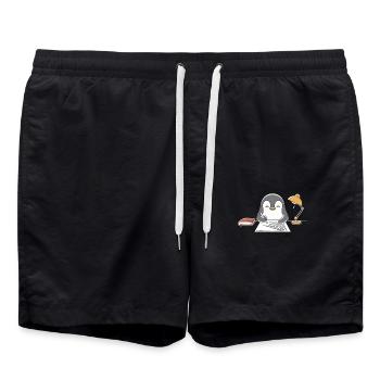 Writing Penguin Writer Author Motif - Swim Trunks - black - Front - AI Model Male 185 light (185cm)