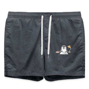 Writing Penguin Writer Author Motif - Swim Trunks - anthracite - Front - AI Model Male 185 light (185cm)