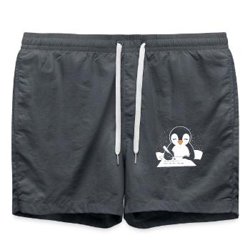 Penguin, Writer, Author, Creative - Swim Trunks - anthracite - Front - AI Model Male 185 light (185cm)