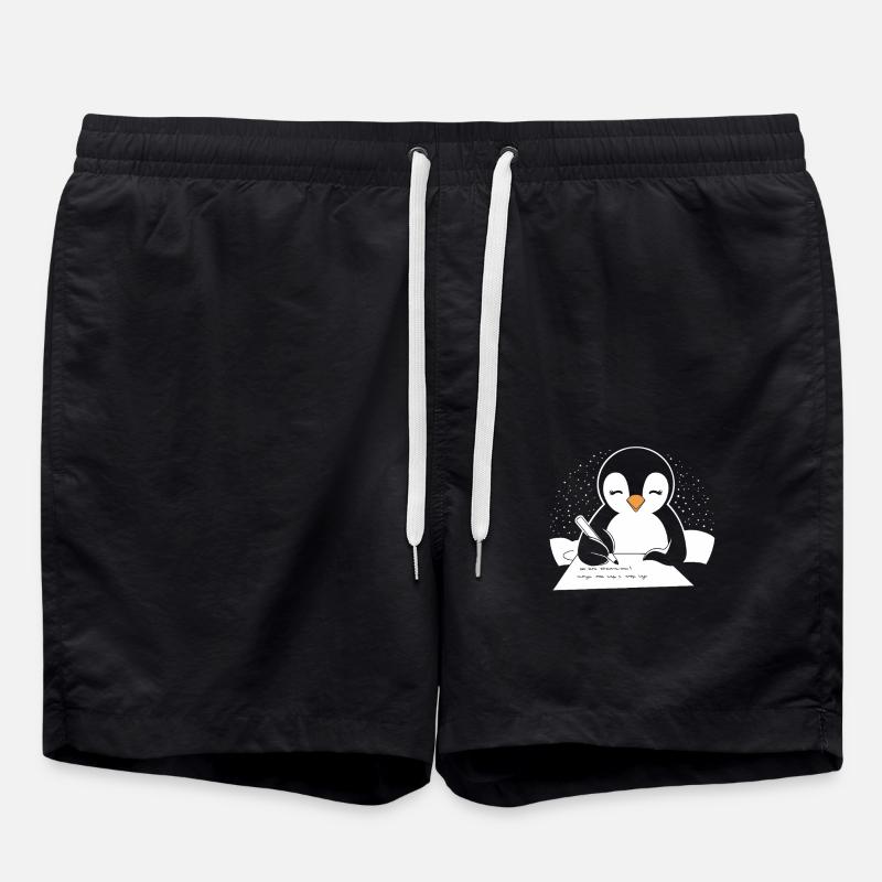 Pingouin, Écrivain, Auteur, Créatif - Short de bain - noir