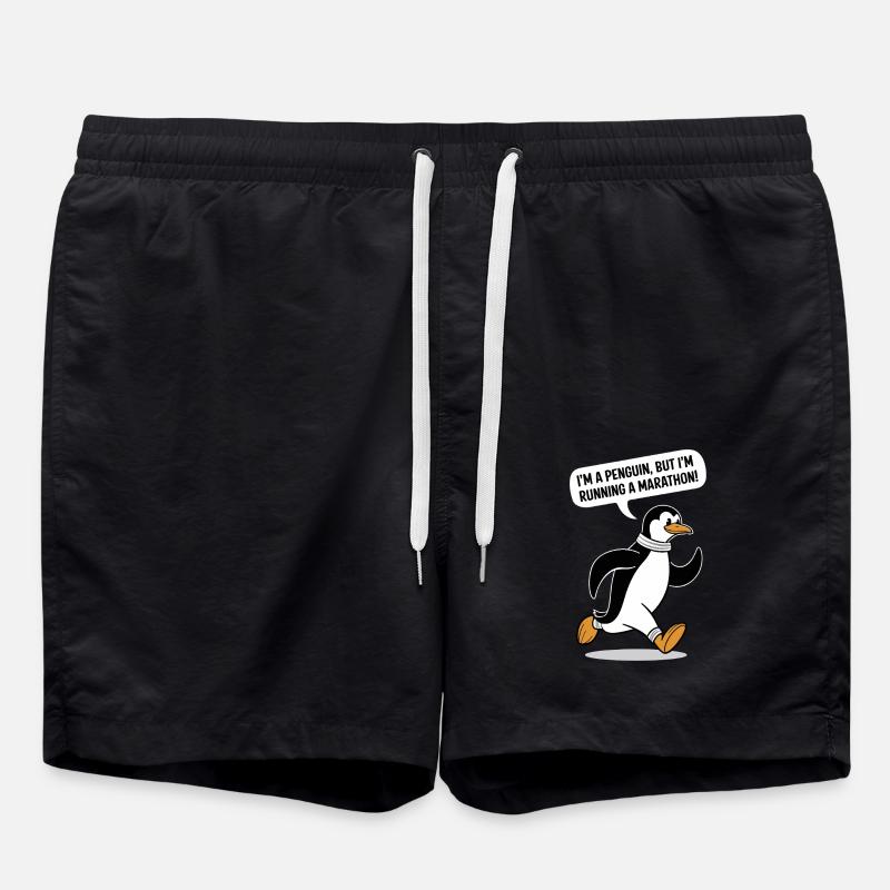Motif pingouin marathonien - Short de bain - noir