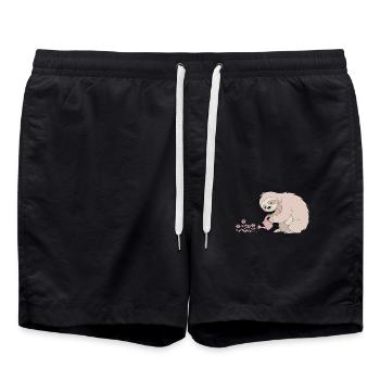Gardener sloth with watering can and flowers - Swim Trunks - black - Front - AI Model Male 185 light (185cm)