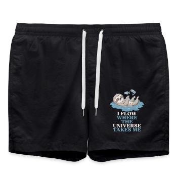 Fische Sternzeichen Faultier: Ich Fließe Wo Das - Badeshorts - Schwarz - Vorne - AI Model Male 185 light (185cm)