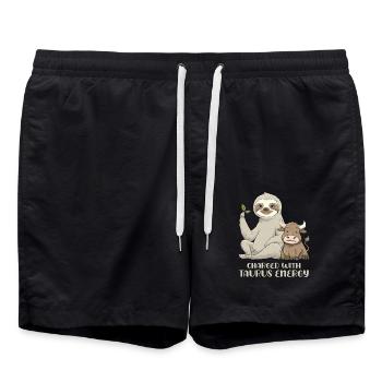 Taurus Tierkreis Faultier Mit Aufgeladener Energie - Badeshorts - Schwarz - Vorne - AI Model Male 185 light (185cm)