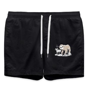 Widder Sternzeichen Soth mit Faultier und Ziege - Badeshorts - Schwarz - Vorne - AI Model Male 185 light (185cm)