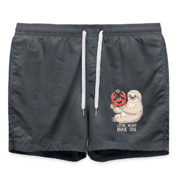 Cancer Zodiac Sign Sloth: Loyal Heart Brave - Swim Trunks - anthracite - Front - AI Model Male 185 light (185cm)