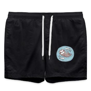 Fische Sternzeichen Faultier mit Blumen und - Badeshorts - Schwarz - Vorne - AI Model Male 185 light (185cm)