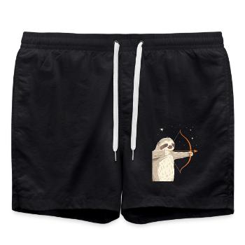 Sagittarius Zodiac Sloth with Bow and Arrow - Swim Trunks - black - Front - AI Model Male 185 light (185cm)