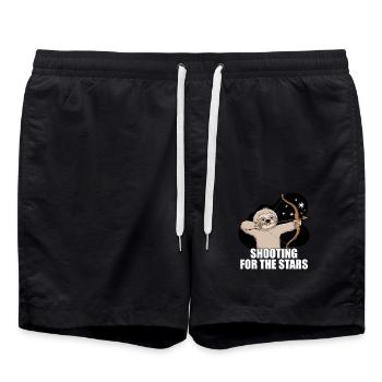 Schütze Sternzeichen Faultier Shooting For The - Badeshorts - Schwarz - Vorne - AI Model Male 185 light (185cm)