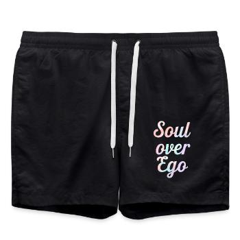Inspiration : Citation de l’âme sur l’ego - Short de bain - noir - Devant - AI Model Male 185 light (185cm)
