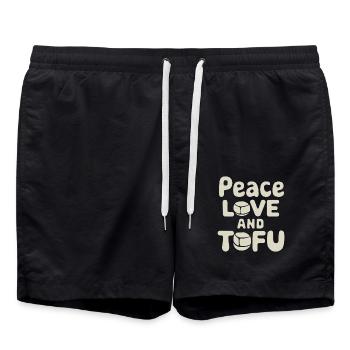 Peace Love et Tofu Végétalien Végétarien - Short de bain - noir - Devant - AI Model Male 185 light (185cm)