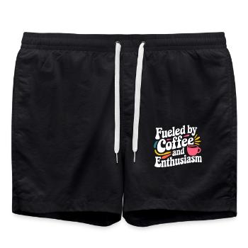 Teacher: Driven by Coffee and Enthusiasm - Swim Trunks - black - Front - AI Model Male 185 light (185cm)