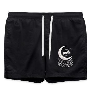 Lièvre vagabond nocturne sur la lune - Short de bain - noir - Devant - AI Model Male 185 light (185cm)