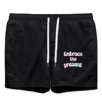 Inspiration : Embrassez la citation actuelle - Short de bain - noir - Devant - AI Model Male 185 light (185cm)