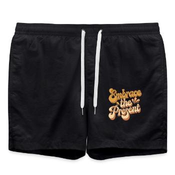 Embrassez le présent - Citation inspirante - Short de bain - noir - Devant - AI Model Male 185 light (185cm)