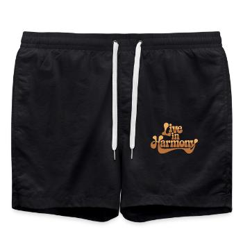 Live In Harmony Inspirational Spirituality Quote - Swim Trunks - black - Front - AI Model Male 185 light (185cm)