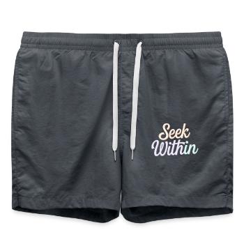 Inspire Spirituality Quote: Seek Within - Swim Trunks - anthracite - Front - AI Model Male 185 light (185cm)
