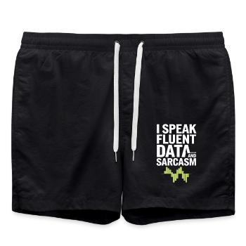 I speak fluent data and sarcasm for - Swim Trunks - black - Front - AI Model Male 185 light (185cm)