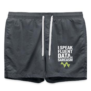I speak fluent data and sarcasm for - Swim Trunks - anthracite - Front - AI Model Male 185 light (185cm)