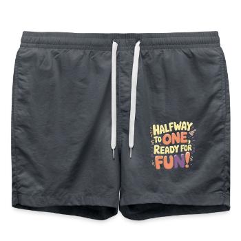 Half-year birthday: Ready for fun - Swim Trunks - anthracite - Front - AI Model Male 185 light (185cm)