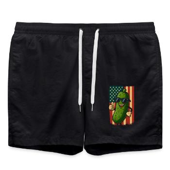 USA Patriotische Gurke Mit Sonnenbrille - Badeshorts - Schwarz - Vorne - AI Model Male 185 light (185cm)