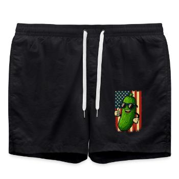 États-Unis Patriotic Concombre Pouces Levés Fun - Short de bain - noir - Devant - AI Model Male 185 light (185cm)