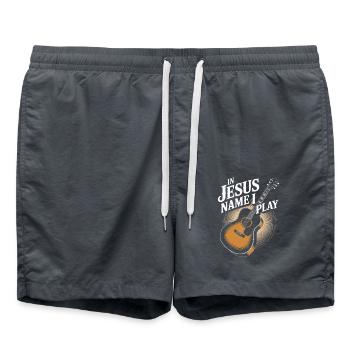 Au nom de Jésus, je joue de la guitare - Short de bain - charbon - Devant - AI Model Male 185 light (185cm)