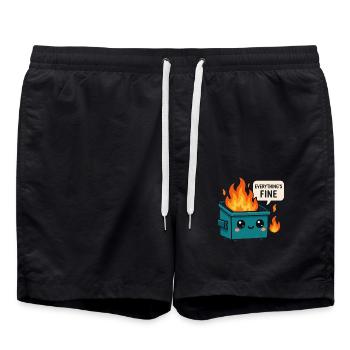 Dumpster Fire Meme - Badeshorts - Schwarz - Vorne - AI Model Male 185 light (185cm)