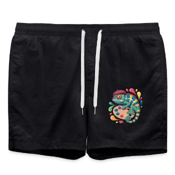 Künstler Chamäleon Mit Palette Für Kreative Köpfe - Badeshorts - Schwarz - Vorne - AI Model Male 185 light (185cm)