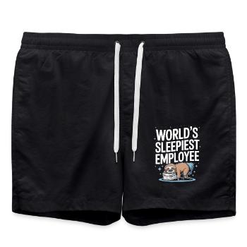 World's Sleepiest Employee: Fun - Swim Trunks - black - Front - AI Model Male 185 light (185cm)