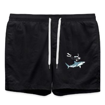 Aventure de plongeur avec motif de requin - Short de bain - noir - Devant - AI Model Male 185 light (185cm)
